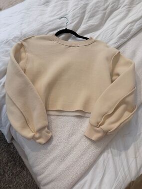 Women's Cropped Crewneck Sweatshirt - Cream
